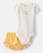Baby Girl 3-Piece Flower Outfit Set - Yellow/White, image 10 of 12 slides