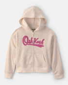 Girls Heart OshKosh Logo Fleece Zip-Up Hoodie - Cream, image 1 of 3 slides