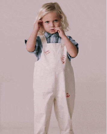 Toddler 'What's Cooking' Overall with Kanga Pocket - Cream, 