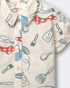 Toddler Girl Scalloped Collar Top in Baking Print - Cream, image 7 of 7 slides