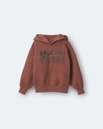 Toddler Race You There' Fleece Hoodie - Rust, 