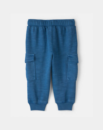Baby Boy French Terry  Cargo Knit Joggers - Blue, 