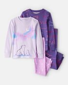 Toddler Girl Polar Bear & Penguin 100% Cotton Snug Fit 4-Piece Pajamas - Purple, image 1 of 4 slides