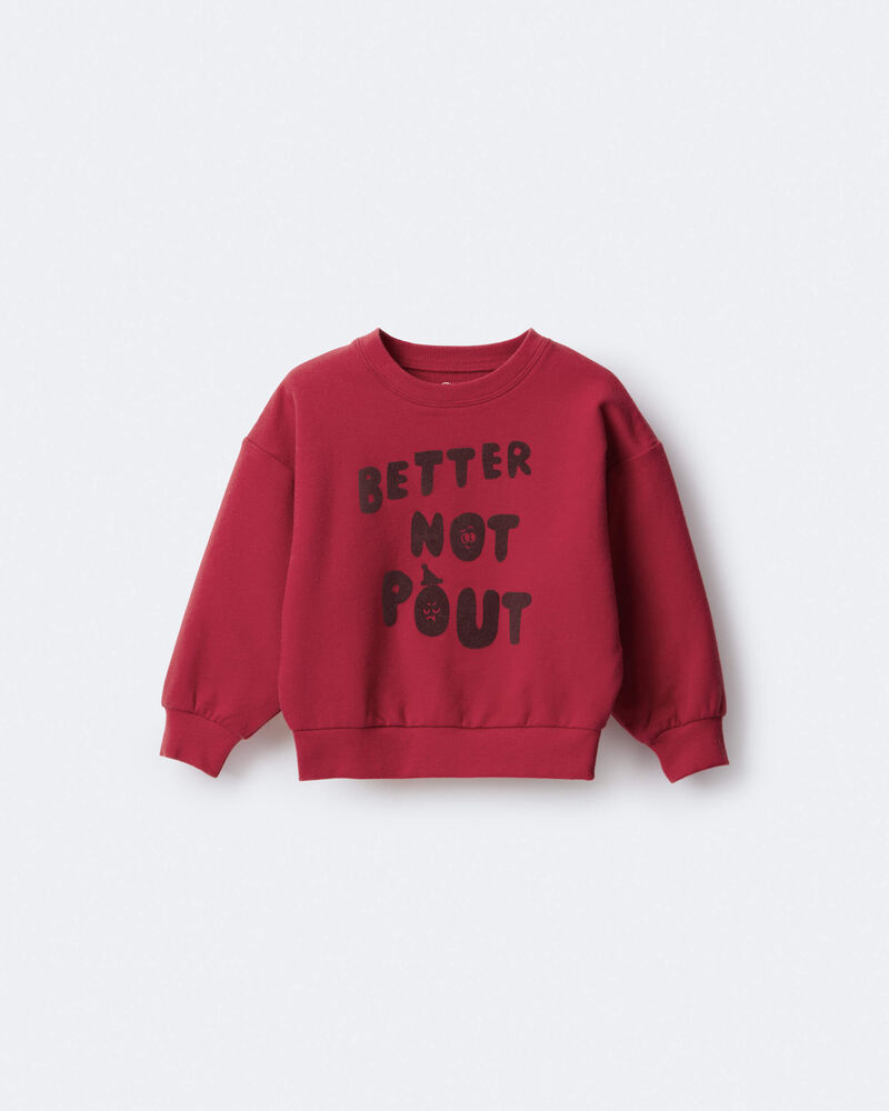 Toddler  'Better Not Pout'  Dolman-Sleeve Sweatshirt - Red, image 2 of 6 slides