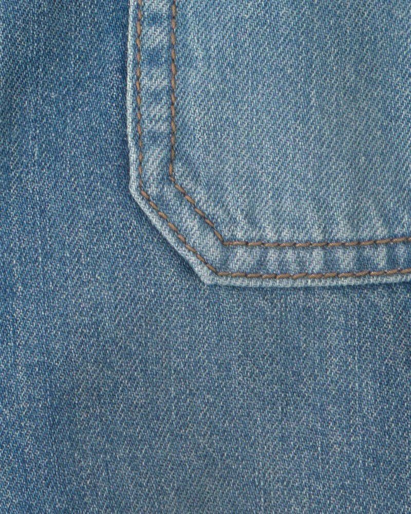Baby OshKosh Logo Long-Sleeve Denim Jumpsuit - Medium Wash, image 3 of 5 slides