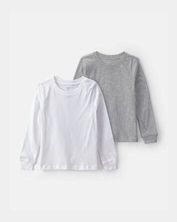 Boys 2-Pack Long-Sleeve Undershirts - Grey/White, 