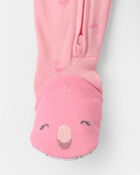 Baby Girl Flamingo 100% Cotton Snug Fit 1-Piece Pajama - Pink, image 4 of 5 slides