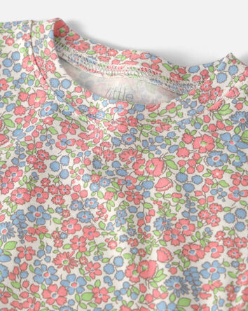 Baby Girl 2-Piece Organic Cotton Ribbed Pajama Set in Spring Floral Print, 