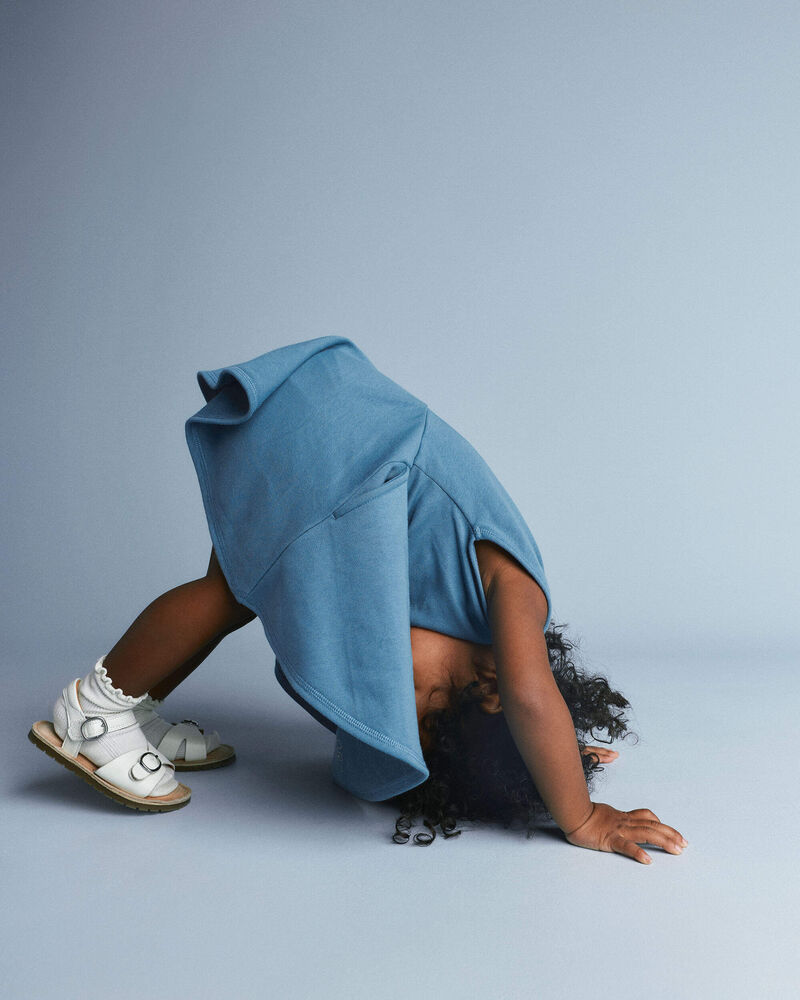 Toddler Girl French Terry Drop-Waist Dress - Blue, image 5 of 6 slides