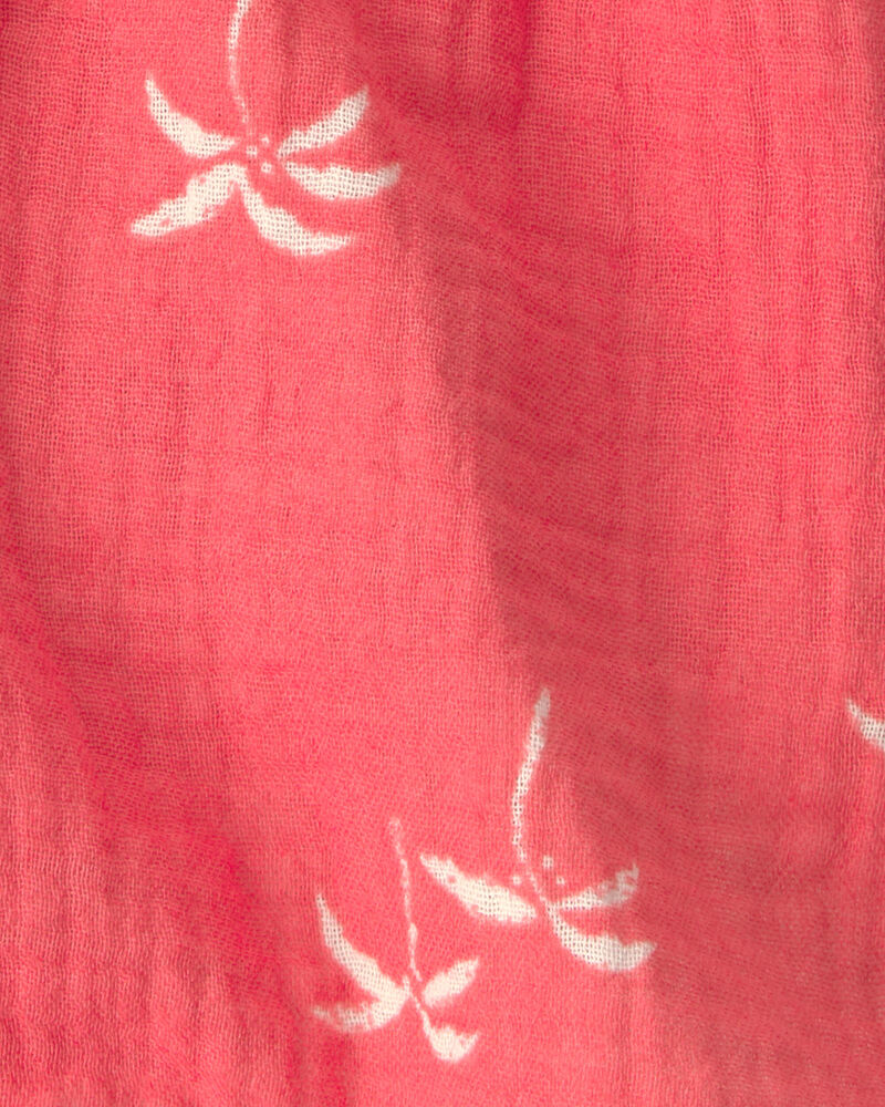 Toddler Girl Palm Tree Tropical Gauze Fashion Shorts - Coral, image 4 of 5 slides