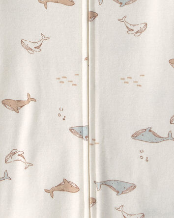 Toddler Whale 100% Cotton 1-Piece Romper Pajama - Ivory, 