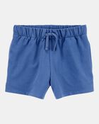 Girls Pull-On French Terry Shorts - Blue, image 1 of 4 slides