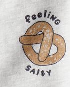 Baby Boy 3-Piece 'Feeling Salty' Pretzel Jacket Outfit Set - Grey/Brown, image 2 of 4 slides