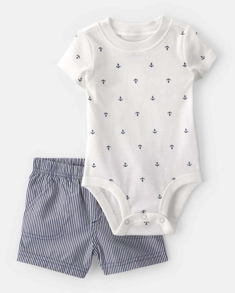 Baby Boy 3-Piece Anchor Polo Outfit Set - Red/Blue/White, image 11 of 13 slides