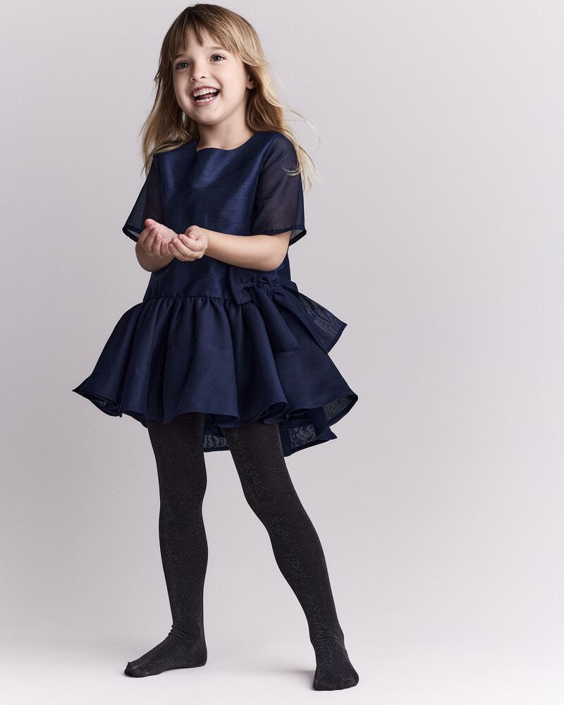 Toddler Girl Drop Waist Short-Sleeve Dress - Navy, image 1 of 6 slides