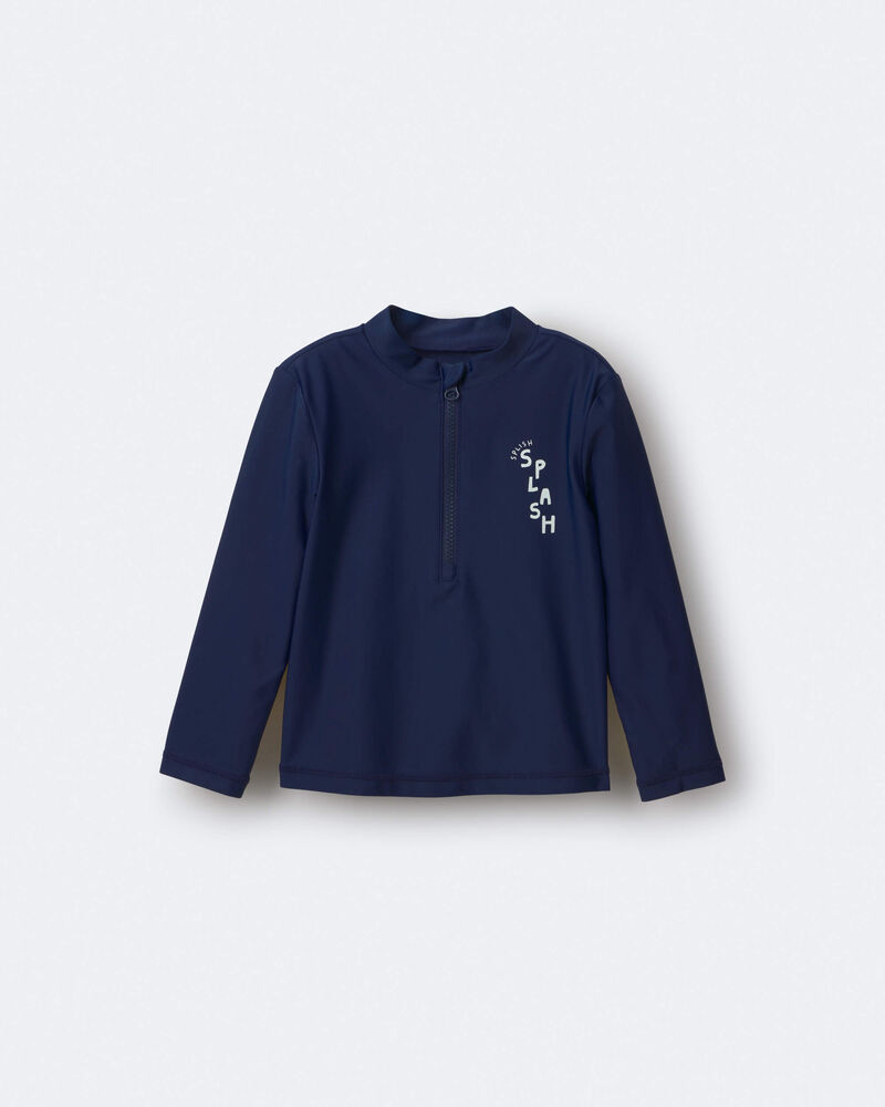 Toddler Boy 'Splish Splash' Half-Zip Long-Sleeve Rashguard - Navy, image 2 of 7 slides