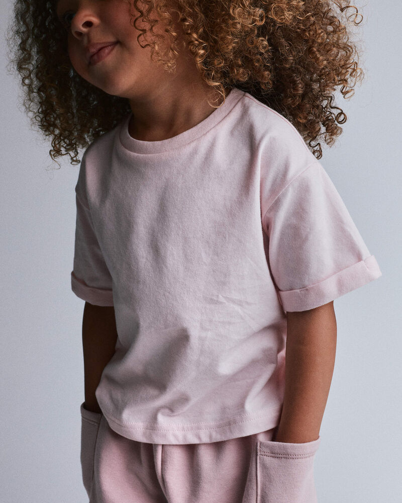Toddler Rolled Cuff Tee - Light Pink, image 3 of 5 slides