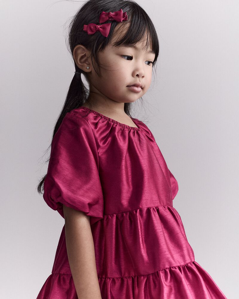 Toddler Girl Puff-Sleeve Tiered Party Dress - Pink, image 1 of 6 slides