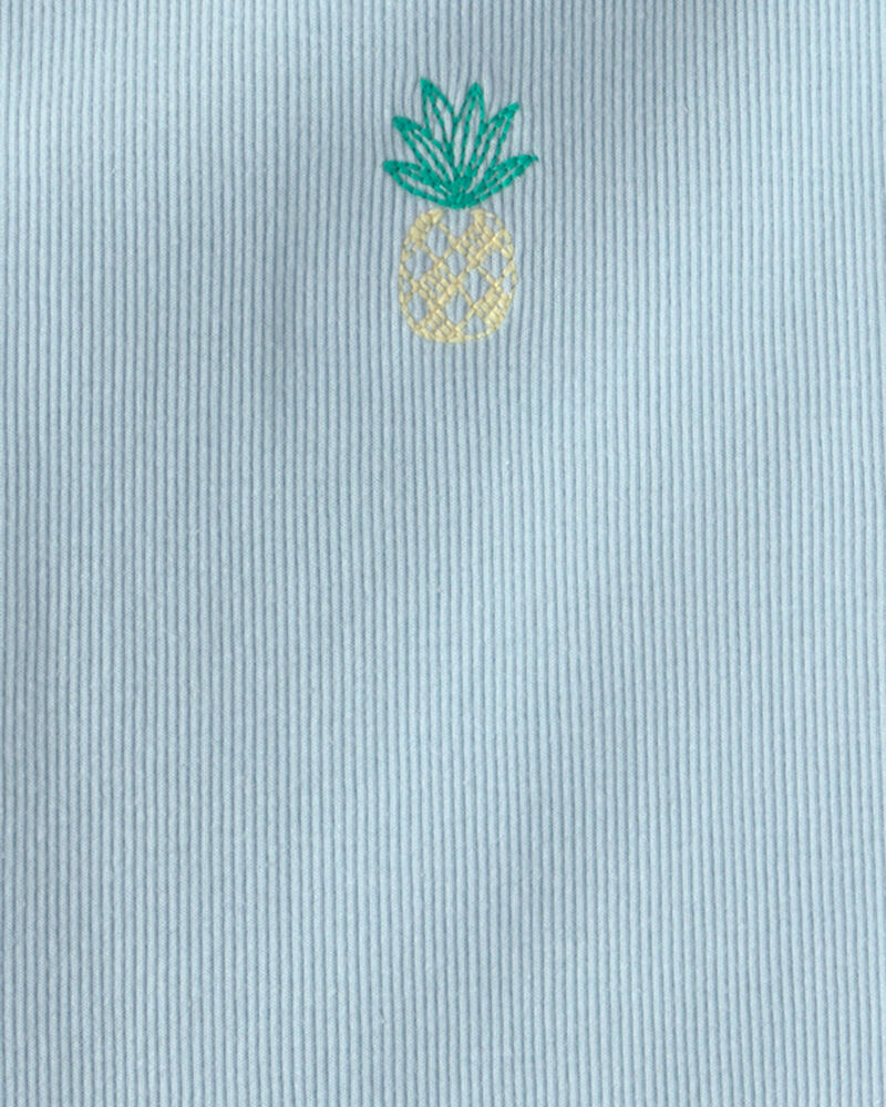 Girls Pineapple Embroidered Tank Top - Blue, image 2 of 3 slides