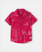 Toddler Boy Bandana Short-Sleeve Button-Down Shirt - Red, image 1 of 3 slides