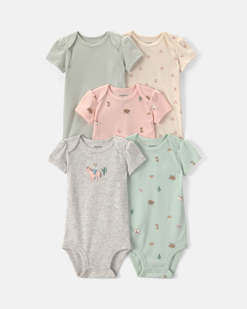 Baby Girl 5-Pack Western Multipack Bodysuits, image 1 of 7 slides