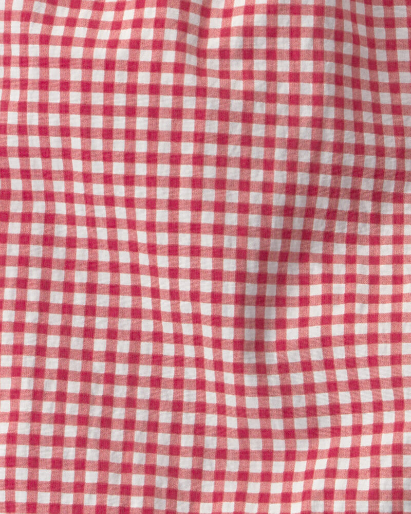 Toddler Boy Recycled Swim Trunks in Red Gingham, image 4 of 5 slides