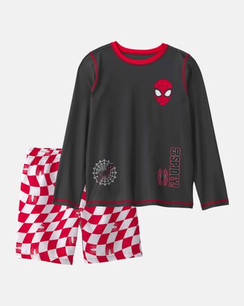 Boys 2-Piece &copy;Marvel Spider-Man Rashguard & Swim Trunk Set - Black/Red, 