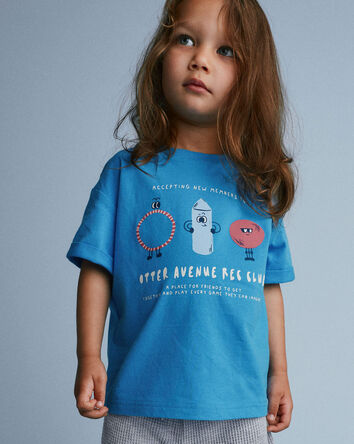 Toddler 'Recreation Club' Rolled Cuff Tee - Blue, 