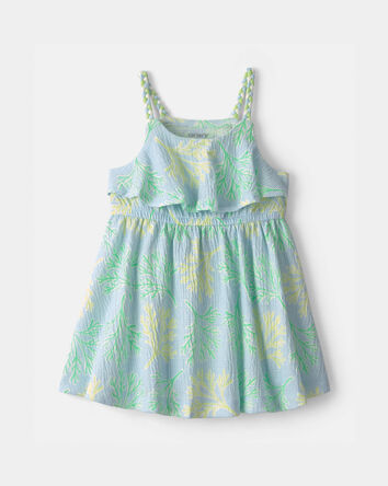 Baby Girl Coral Reef Ruffle Dress - Blue/Green, 