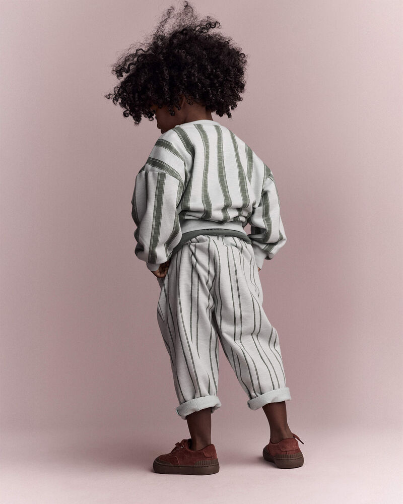 Toddler Striped French Terry Pocket Pants - Light Blue/Olive, image 4 of 7 slides