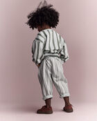Toddler Striped French Terry Pocket Pants - Light Blue/Olive, image 4 of 7 slides