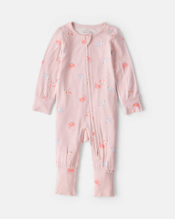 Baby Girl Flamingo PurelySoft&trade; 2-Way Zip Sleep & Play Pajamas - Pink, 