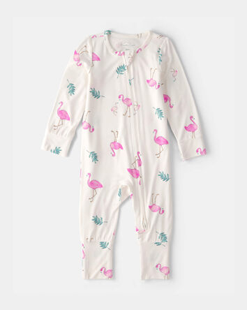 Baby Girl Flamingo PurelySoft 2-Way Zip Sleep & Play Pajamas - Ivory, 