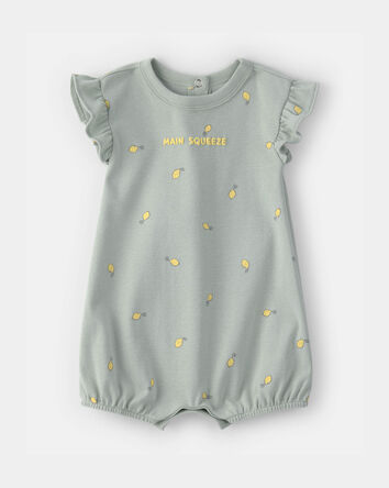 Baby Girl 'Main Squeeze' Lemon Short-Sleeve Romper - Green, 