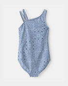 Girls Bandana Floral 1-Piece Swimsuit - Blue, image 5 of 7 slides