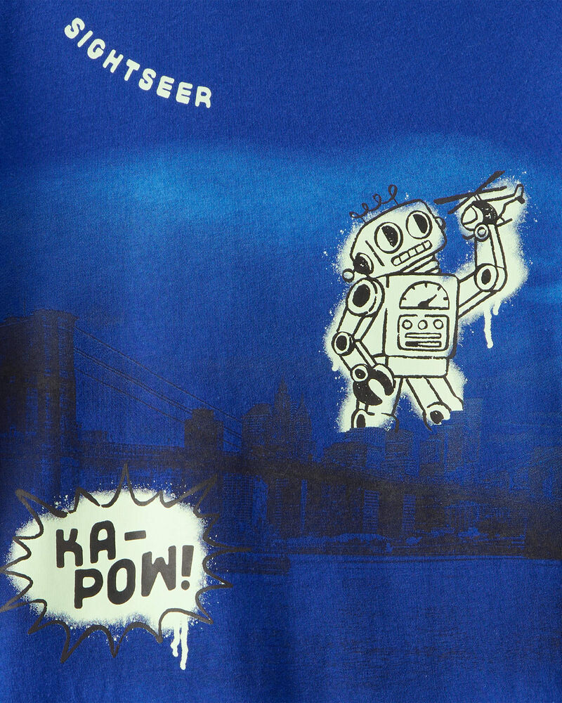 Boys Robot Long-Sleeve Graphic Tee - Blue, image 2 of 3 slides