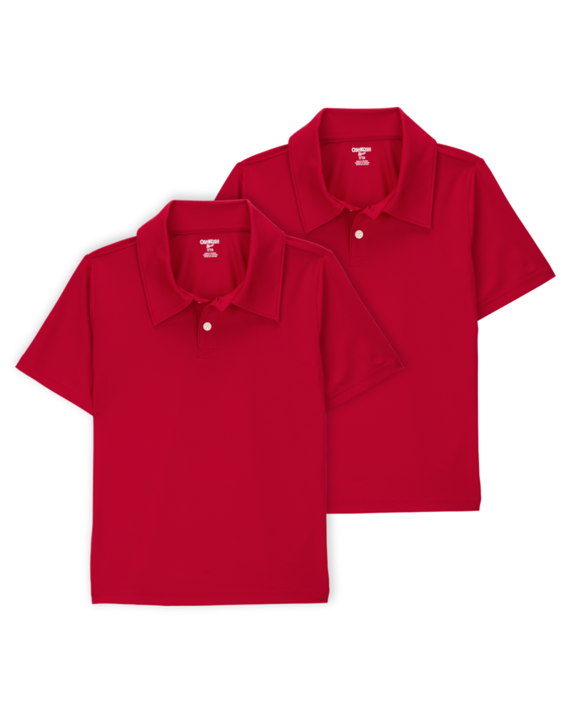 Kid 2-Pack Active Uniform Polo Shirts in Moisture Wicking BeCool&trade; Fabric - Red, image 1 of 3 slides
