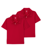 Kid 2-Pack Active Uniform Polo Shirts in Moisture Wicking BeCool&trade; Fabric - Red, image 1 of 3 slides