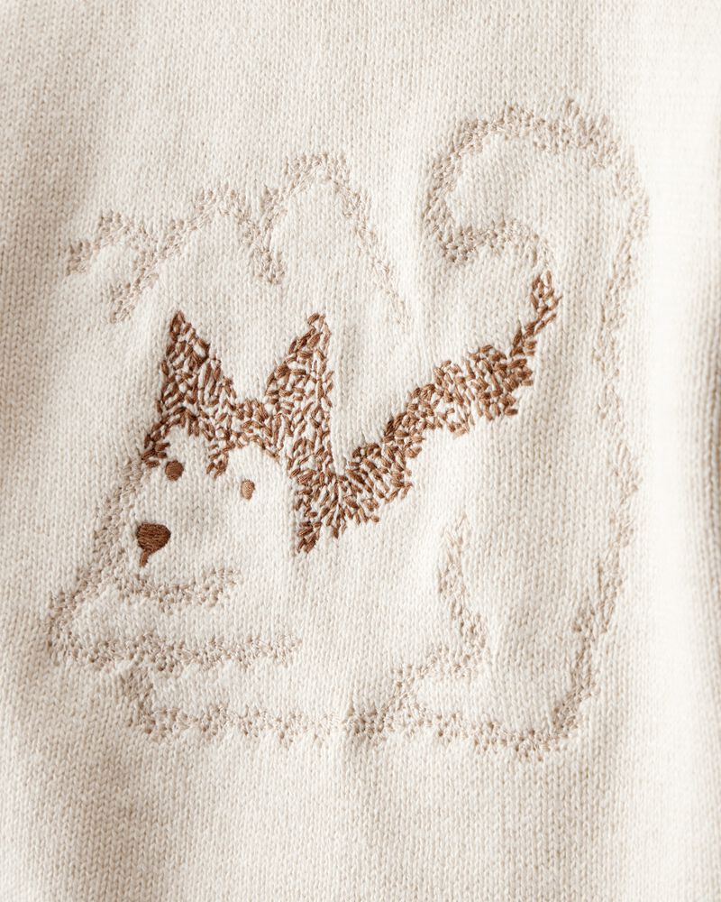 Baby Boy 2-Piece Dog Sweater & Pant Set - Cream, image 6 of 7 slides