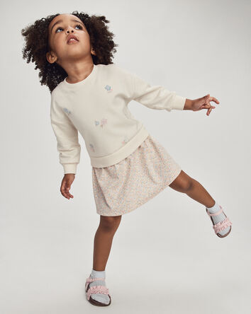 Toddler Girl 2-Piece Floral French Terry Top & Skort Set - Cream, 
