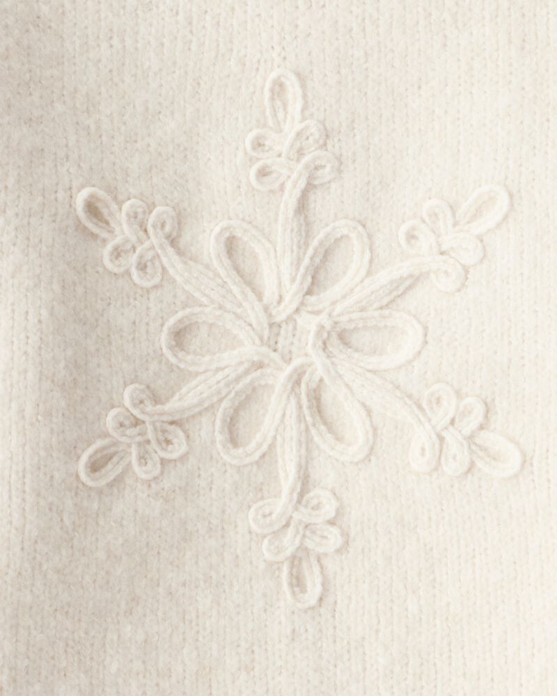 Toddler Girl Snowflake Long-Sleeve Sweater - Cream, image 3 of 4 slides