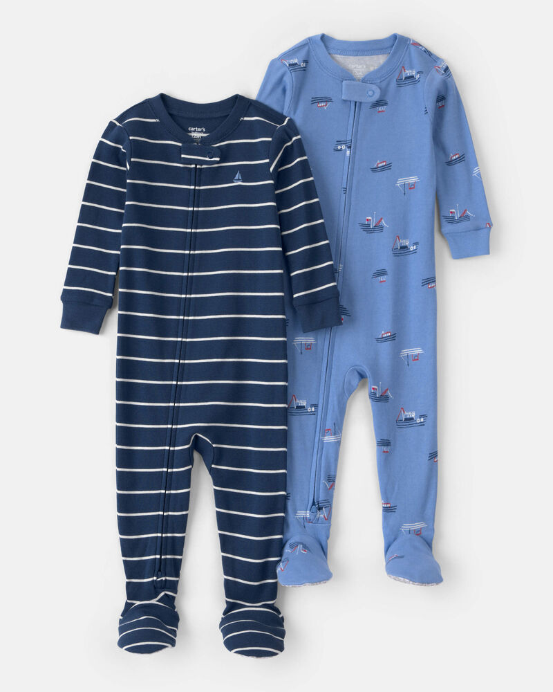 Toddler Boy 2-Pack Boat Snug Fit 1-Piece Pajama - Blue, image 1 of 5 slides