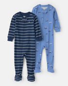 Toddler Boy 2-Pack Boat Snug Fit 1-Piece Pajama - Blue, image 1 of 5 slides