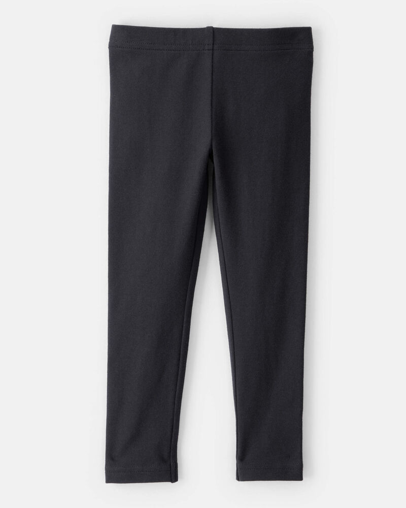 Toddler Girl Cotton Stretch Leggings - Black, image 2 of 5 slides