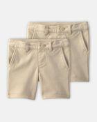 Toddler Girl 2-Pack Uniform Ponte Knit Shorts - Khaki, image 1 of 4 slides