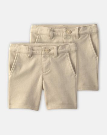 Toddler Girl 2-Pack Uniform Ponte Knit Shorts - Khaki, 