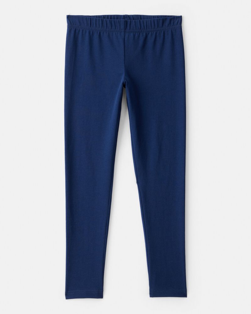 Girls Cotton Stretch Leggings - Navy, image 1 of 5 slides