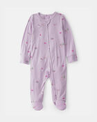 Baby Girl Fairytale 2-Way Zip PurelySoft Footie Sleep & Play Pajama - Purple, image 1 of 7 slides