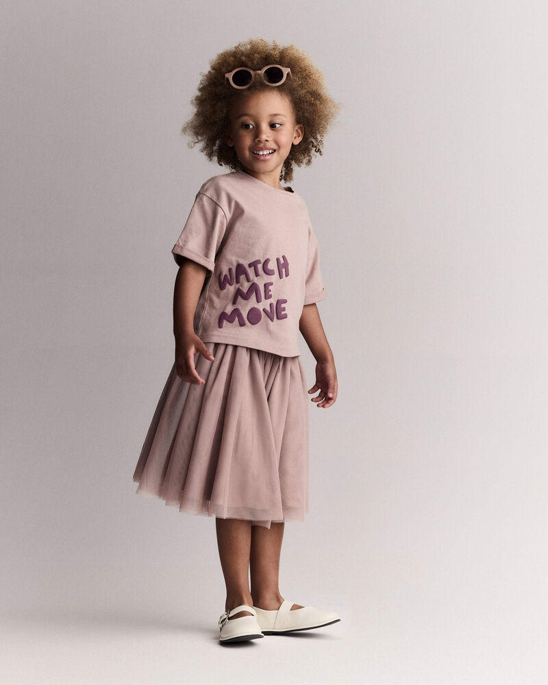 Toddler 'Watch Me Move' Rolled Cuff Tee - Mauve, image 5 of 6 slides