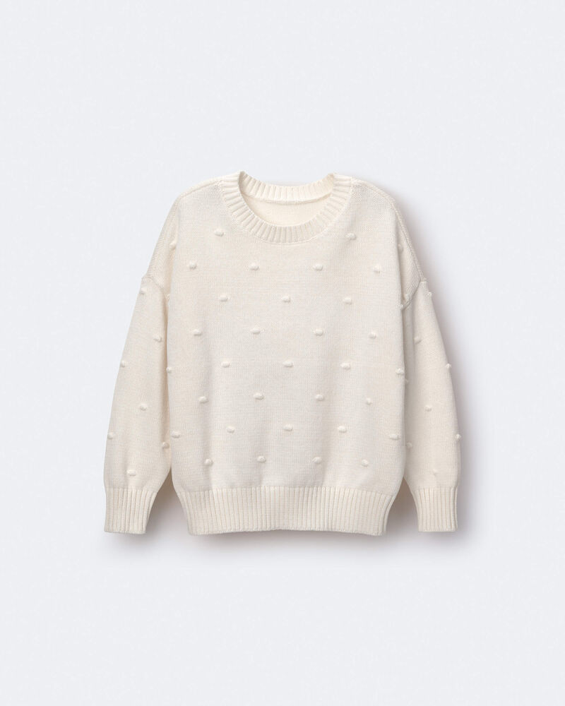 Toddler Girl Popcorn Sweater - Cream, image 2 of 6 slides